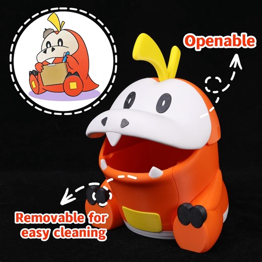 Cute Fire Crocodile Style Desktop Storage Box 3D Printed PLA Mini Trash Can Organizer With Removable Bottom Desk Decor Gaming Office Table - Etsy UK