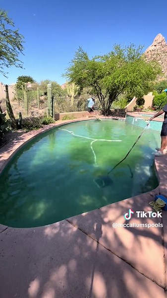 Green to clean #mccallumspoolserviceandrepair #bluecollar #arizonapools #pooltok #fyp #satisfying #greenpoolcleanup #poolcleaning #weeklymaintenance