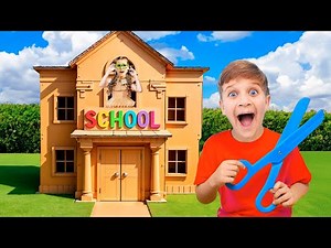 Cardboard School Adventure For Kids! What Happens Inside?