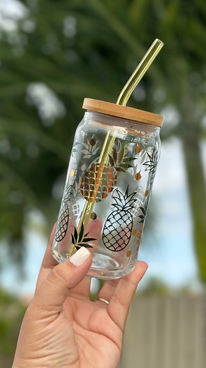 🍍 Sip in style with this DIY pineapple glass cup craft! ✨ Perfect for adding a tropical twist to your drinkware collection. 🌴 Grab the design here: https://www.creativefabrica.com/product/pineapple-libbey-can-glass-wrap-svg-2?utm_source=facebook&utm_medium=cf-social&utm_campaign=cf-main&utm_content=sm-fb-2-graphic-09042024 What refreshing concoction will you enjoy in this fruity creation? 💛 Share your ideas below! 👇 . #creativefabricacrafts #vinylcraft #cricut #cricutcraft #glasscup #pineapp