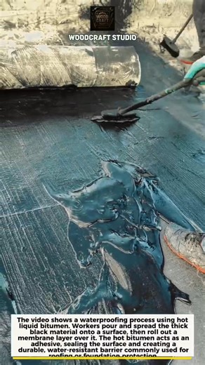 Hot Bitumen Waterproofing Process #shorts #construction #roofing