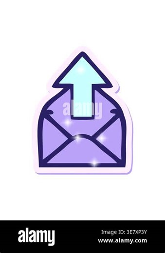 glitter effect animation of sticker of a cute cartoon envelope with arrow Stock Video Footage - Alamy