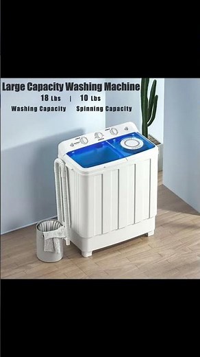 Portable Washing Machine, 28lbs Twin Tub Washer Mini Compact Laundry Machine with Drain Pump