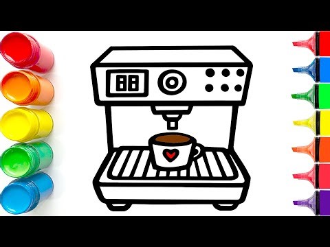 Drawing and Coloring a Coffee Machine | Easy Step by Step Tutorial