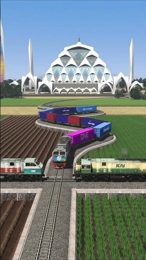 Persilangan 3 Kereta Api Rebutan Rel 😱 #keretaapi #railway #train #automobile