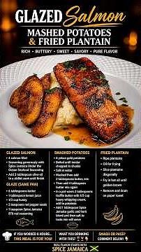 How To Make Glazed Salmon With Mashed Potatoes & Fried Plantain | Easy Dinner Recipe