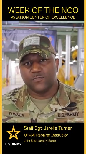 Sept. 21-27 is the Week of the Non-Commissioned Officer. The majority of the Army is made up of NCOs who are represented in every military specialty. NCOs are the Backbone of the Army, and the ones who keep it rolling along. This evening we highlight Staff Sgt. Jarelle Turner, an AIT instructor for Soldiers training to be UH-60 Blackhawk Repairers. It's the efforts of people like Turner that will keep future aviation Soldiers Above the Best. #ncoweek #fortrucker #usarmy #BeAllYouCanBe #AboveTheB
