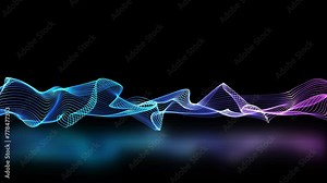 Loop Animation Of Digital Particle Motion Wave. Glowing Rainbow Color Particle Motion Wave High Tech Computer Data Background. Glowing Multicolored Particle Wave. Abstract Digital Particle Wave Stock Video