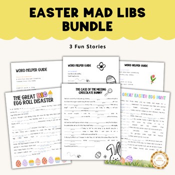 Easter Mad Libs Bundle | 3 Fun Stories | Parts of Speech Activity | Grammar