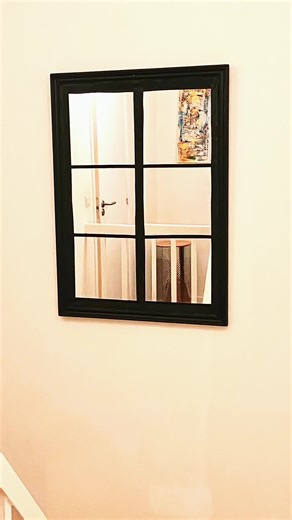DIY 🕳️ Mirror frame You need 2 mirrors and black tape. Start by removing the mirror frame. Get an old painting and staple a white sheet of cardboard to it. Paint everything black. Glue the mirrors and use tape to make the separations ☺️ ~ DIY 🕳️ Cadre miroir Il te faut 2 miroirs et du tape noire. Tu commences par retirer l’encadrement du miroir. Tu récupères un ancien tableau et y agrafes une feuille blanche cartonné. Tu peins le tout en noir. Tu colles les miroirs et tu utilises du tape pour 