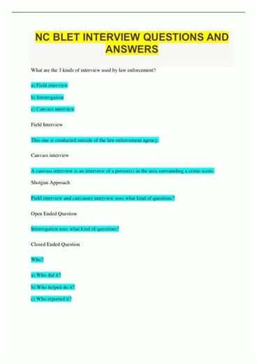 NC BLET INTERVIEW QUESTIONS AND ANSWERS2514