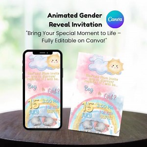 Animated Gender Reveal Invitation - Editable in Canva - Etsy