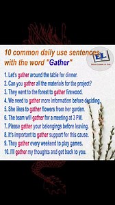 10 common daily use sentences with the word "Gather" #englishsentences #vocabulary #advancedenglish #englishvocabulary #englishteacher #englishtips | English Learning