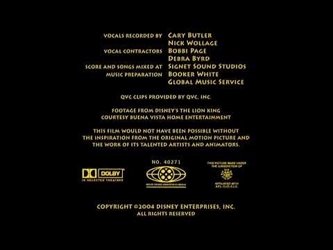 DisneyToon Studios / Walt Disney Pictures (2004) Closing - The Lion King 1½