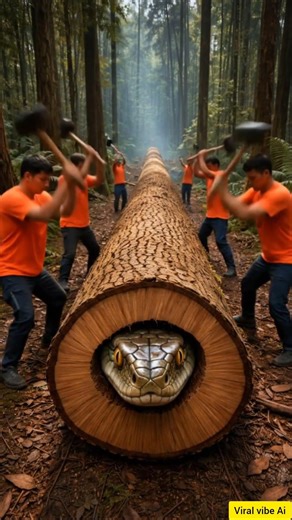 rescue giant python in wood trunk 🐍😱 #animals #shorts #viral #snake #rescue #forest #funny