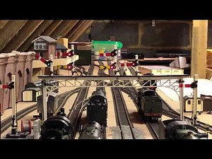 Hornby signals. Handbuilt semaphore signal gantry now upgraded to MegaPoints control.