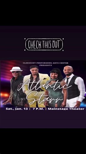 Clermont Performance Art Center January 13 , 2024 Featuring Atlantic Starr with special guest Glenn Jones & The Franchise Players with Comedy Cougar Host : Monica May " get your tickets now " Clermont Performing Arts Center The Franchise Players The Franchise Players Glenn Jones | Atlantic Starr Band