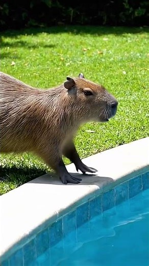 Capybara Goes BOOM in the Pool 🌊🤣¡Capibara hace BOOM en la piscina! 🌊🤣 #capybara