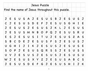 J-E-S-U-S Word Puzzle Worksheet - Ministry To Children