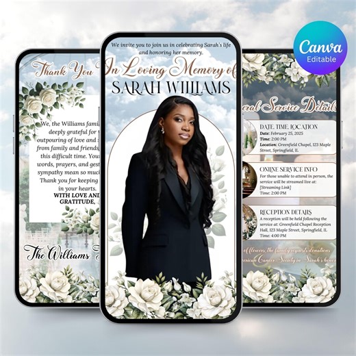 Animated Funeral Program Invitation | Funeral Video | Celebration of Life | Digital Tribute | MP4 Download - Etsy