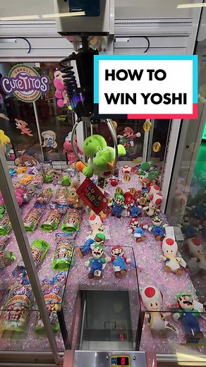 How to Win Yoshi from a Claw Machine #clawmachine #yoshi #clawmachinewin #arcadehacks #hacks #mario #supermario #fyp