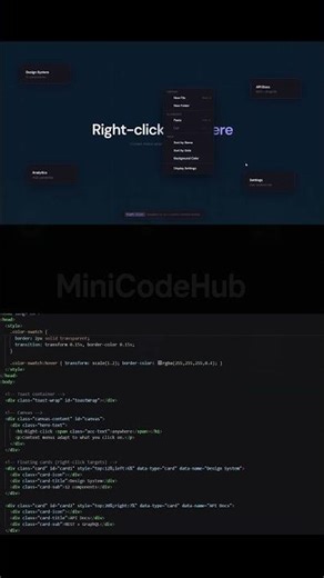 Custom Right Click Menu | JS UI #HTML #CSS #JavaScript #WebDev #MiniCodeHub
