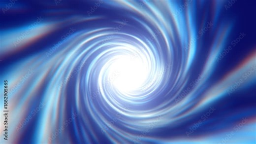 Blue luminous spiral tunnel with bright center, abstract vortex