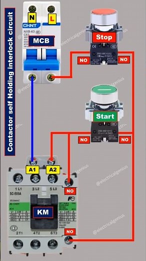 Contactor Holding & Interlock Circuit Diagram #electrical