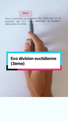 Exercice de division euclidienne niveau 3ème