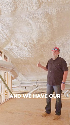 Not every roof system is built the same. 🏗️ With our hybrid steel frame, the roof doesn’t require decking like a traditional home since we aren’t laying shingles on top. Our steel panels can span up to 5–6 feet between joists—but we go conservative at 4 feet for added strength. Here’s how we insulate: closed-cell foam sprayed direct to the metal for that tight seal, then finished with open-cell foam for better performance. Some clients ask about using the ZIP System on the roof, and while we oc