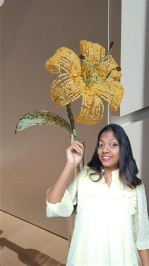 Diy beaded lily Flower #diy #craft #shorts #youtubeshorts