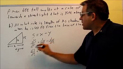 Related Rates: The Shadow Problem Involving Similar Triangles
