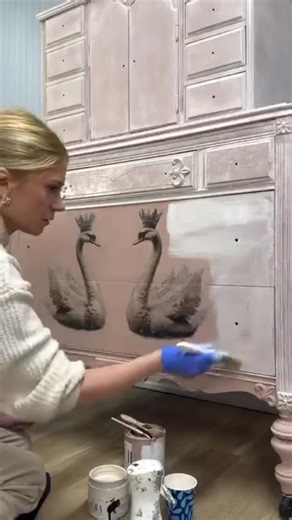 Fixer Upper Before And After🏘 | Product used: Dusty Pink, Belgrade Kacha Paint, Swan Serenity decoupage paper, Shimmering Script Transfer Credit• @kachafurniture... | Instagram