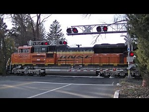 CSX cude oil train crosses Old Hook Road with BNSF locomotives