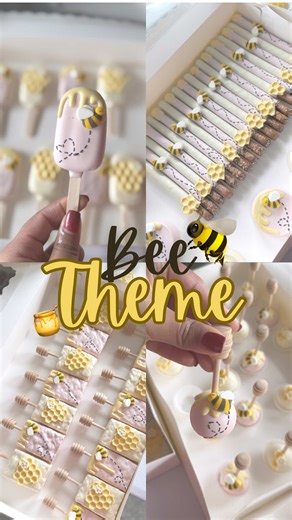 Candy table for girl's baby shower, bees and honey theme🍯🐝🩷 #bee #babygirl #party #fyp #babygirl