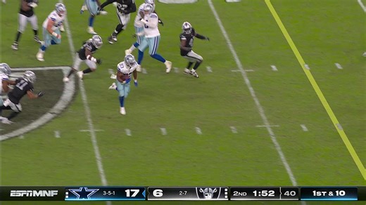 Javonte Williams BURSTS into the Raiders secondary for a 16-yard run