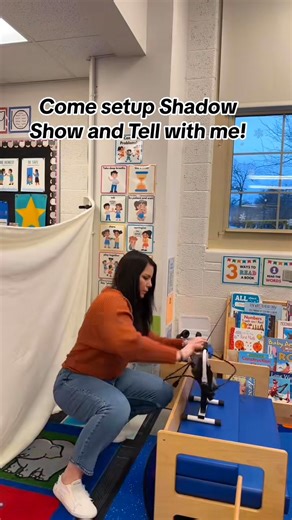 13K views · 157 reactions | Come along as I set up our shadow show-and-tell! We’re exploring light by having each student bring a secret item in their backpack. We head behind a curtain and call each child up one at a time to hold up their mystery object, challenging the rest of the class to guess its shape by the shadow. It’s a fun, hands-on way to spark curiosity about light and shadows! | Preschool Vibes | Facebook