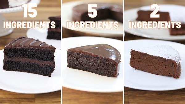 2 vs. 5 vs. 15-Ingredient Chocolate Cake Showdown