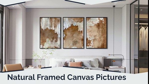 Large Framed Abstract Wall Art - Natural Framed Canvas Pictures for Living Room Modern Canvas Prints Retro Brown for Bedroom, Black Float Frame Art for Home Office Kitchen Decor 16" X 24" X 3pcs