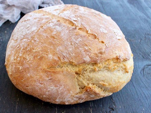 3 Ingredient Vegan Crusty Bread: PRINT RECIPE: https://veggiesociety.com/easy-crusty-vegan-bread-recipe/ | Veggie Society