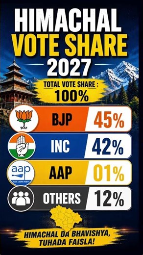 Himachal Pradesh Vote Share 2027 🔥 BJP vs Congress Opinion Poll