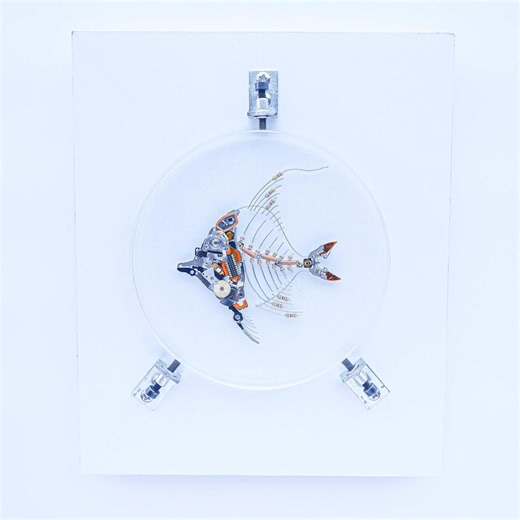 Mechanical Fish Skeleton Art in Clear Resin, Recycled Electronics Sculpture, Futuristic Industrial Wall Decor - Etsy