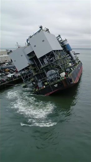 Massive ship tilting during a stability test. #maritime