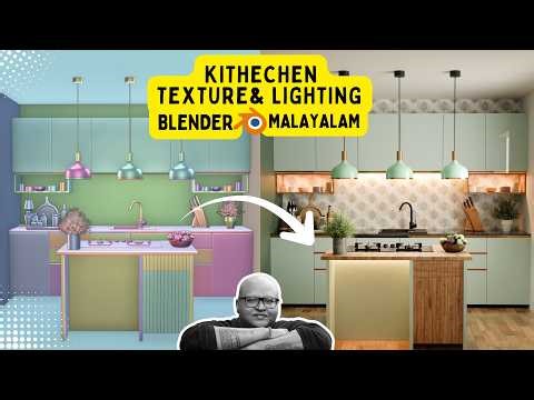 Kitchen Modeling In Blender Malayalam Tutorial || Texturing&Lighting part 2