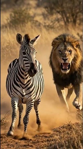 Hungry Lion Attacks Zebra - High Speed Chase in the Wild!