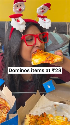 Jamshedpur|BhubaneswarBlogger🧿 on Instagram: "#ad #Dominos Christmas & New Year offer,Dominos Pizza at ₹28🎆😍🏵️ with Free Delivery 🎆 Login to Dominos App 🎆Add to Cart- 1 Onion Pizza ( From Pizza Mania) 1 Taco- Mexicana Veg (Single) 1 Veg Parcel (From Garlic Breads and more) 2 Cheesy Dip Use Code -SUPER1500 🎆 Other Codes for offers & Free Delivery BITE2555 ₹100 off on MOV249 for new users SNAC2555 Upto 200 off on MOV399 for first 2 orders MELT2555 Upto 300 off on MOV499 for first 2 orders Y