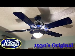 52” Hunter 1930’s Original ceiling fan (Cobalt Blue)