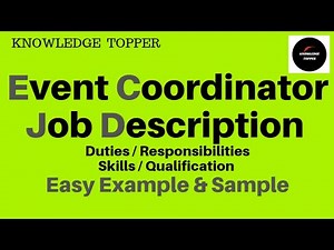 Event Coordinator Job Description | Event Coordinator Duties and Responsibilities and Skills