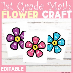 Spring Flower Addition Craft- Easy Math Craft- No Prep- Editable