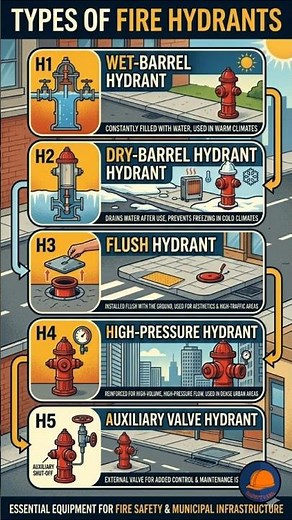 Different fire hydrant types, explained fast #YouTubeShorts #FireSafety #FireHydrant #FireProtection